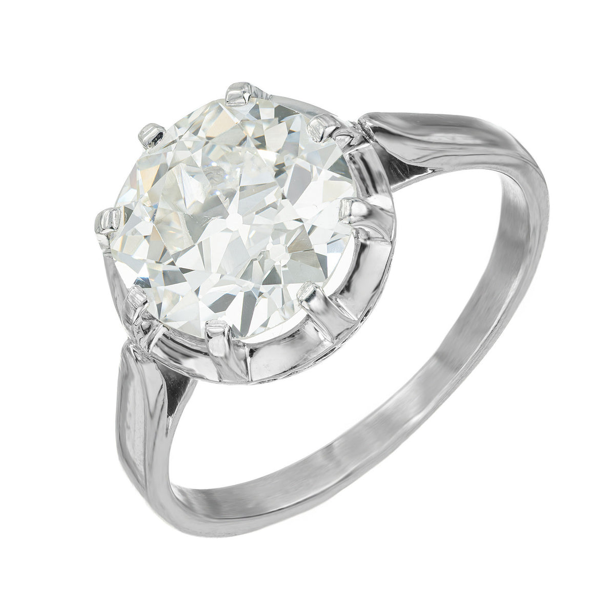 EGL Certified 2.50 Carat Round Diamond Platinum Art Deco Engagement Ring – image 2