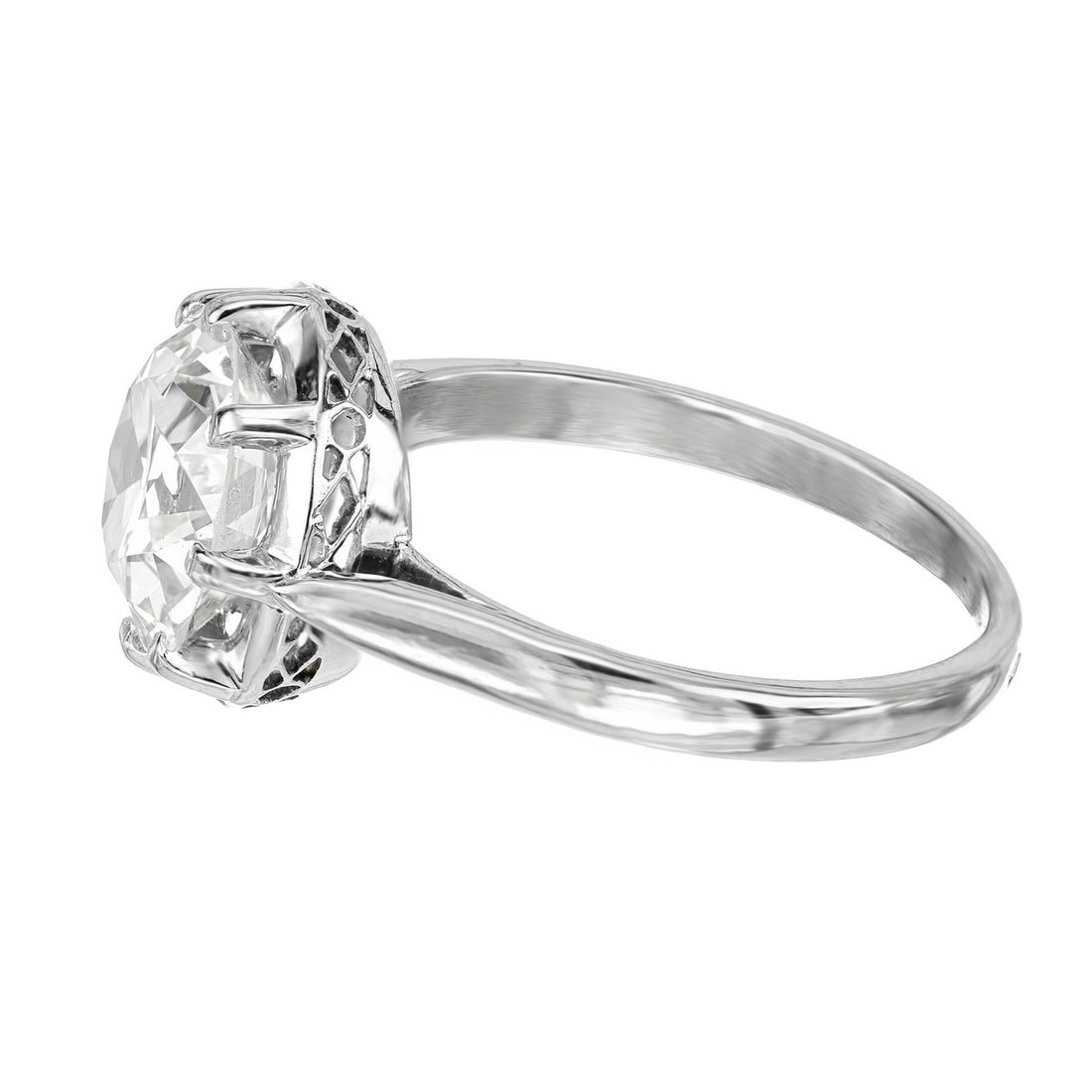 EGL Certified 2.50 Carat Round Diamond Platinum Art Deco Engagement Ring – image 4