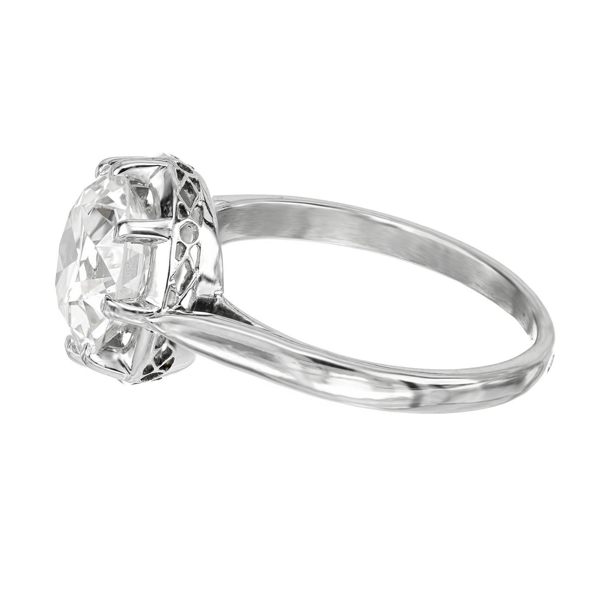 EGL Certified 2.50 Carat Round Diamond Platinum Art Deco Engagement Ring – image 4