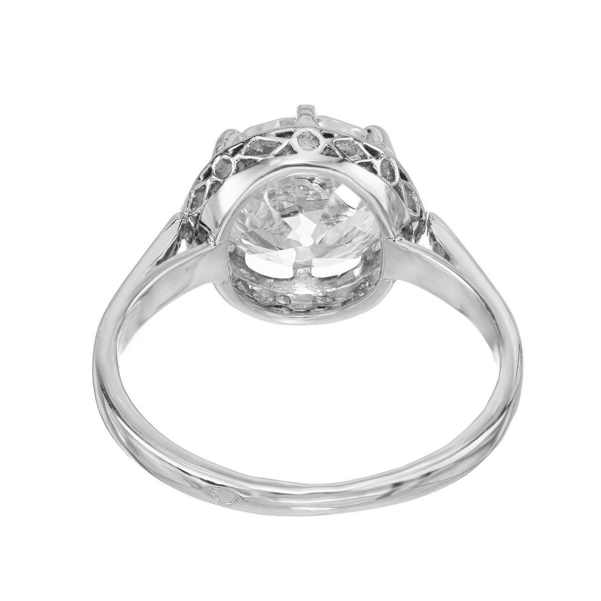 EGL Certified 2.50 Carat Round Diamond Platinum Art Deco Engagement Ring – image 5