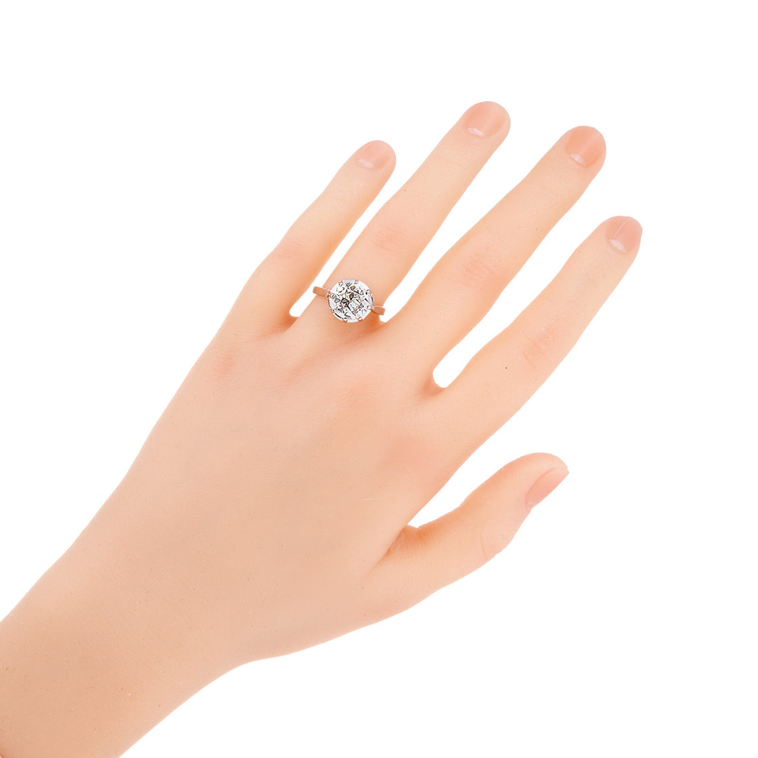 EGL Certified 2.50 Carat Round Diamond Platinum Art Deco Engagement Ring – image 7