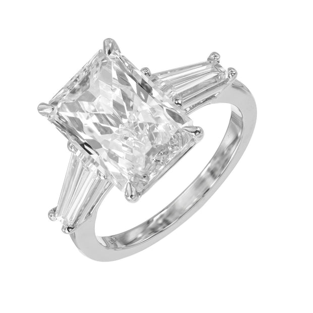 Peter Suchy GIA 4.01 Carat Diamond Three Stone Platinum Engagement Ring