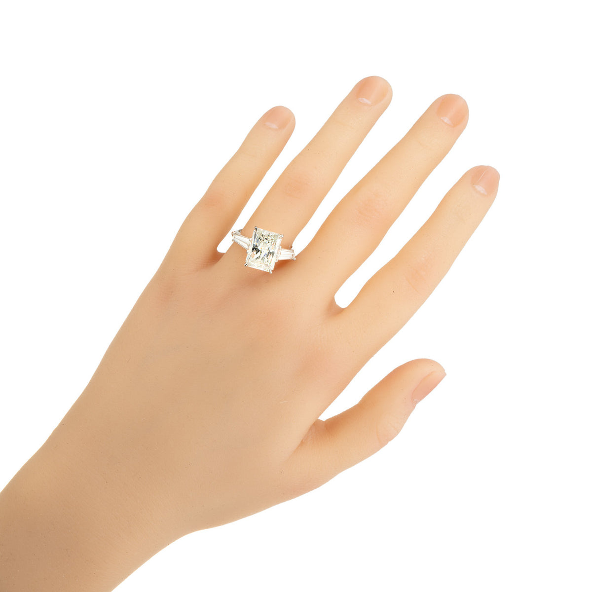 Peter Suchy GIA 4.01 Carat Diamond Three Stone Platinum Engagement Ring – image 5