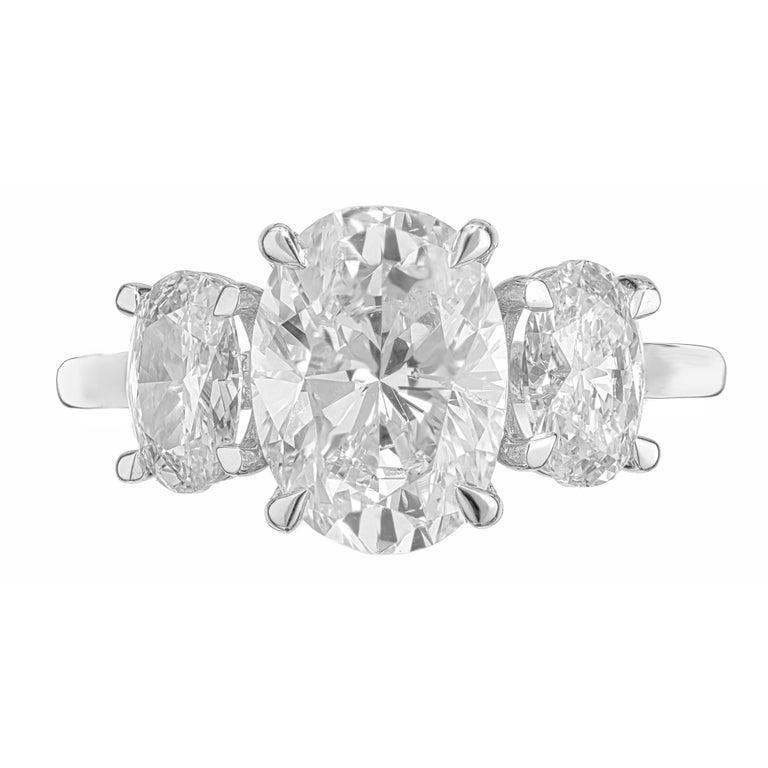 Peter Suchy 2.80 Carat Diamond Platinum Three Stone Engagement Ring – image 2