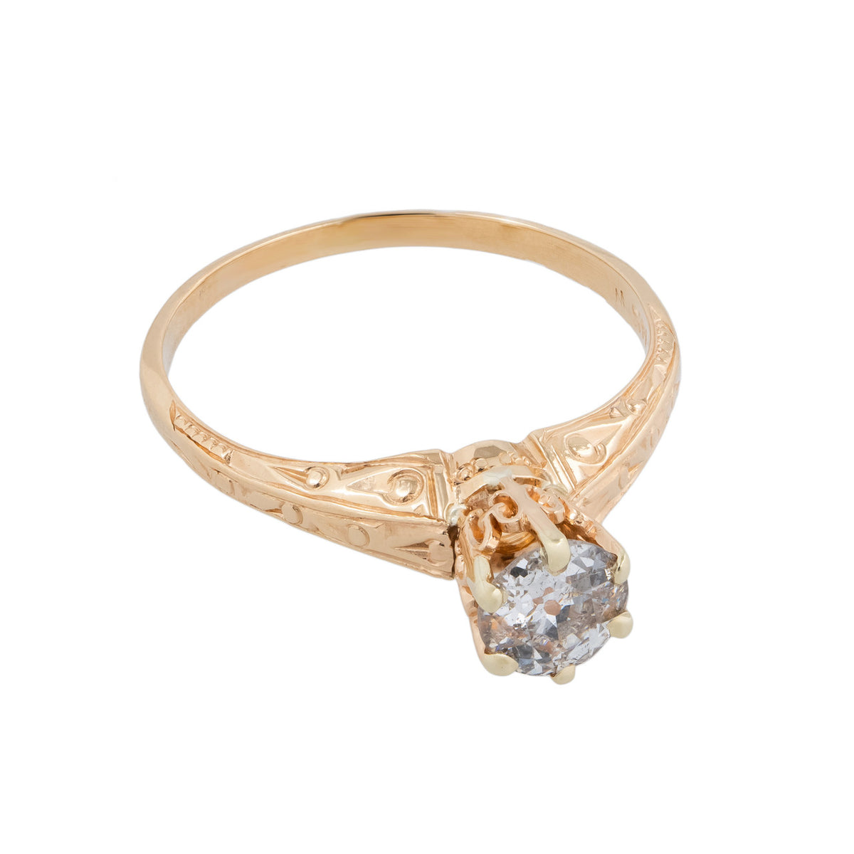 EGL Certified .50 Carat Diamond Yellow Gold Engagement Ring