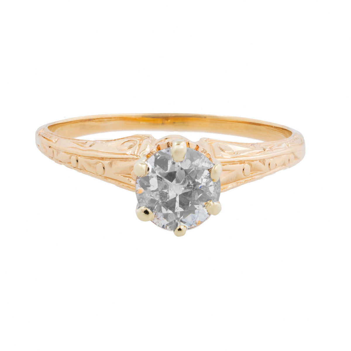 EGL Certified .50 Carat Diamond Yellow Gold Engagement Ring – image 2