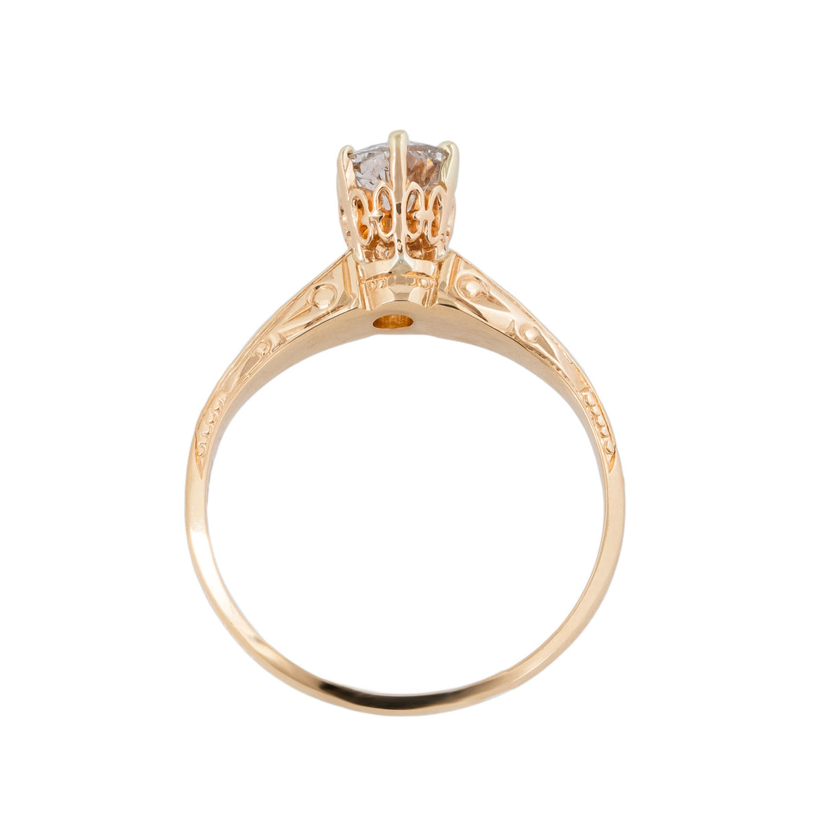 EGL Certified .50 Carat Diamond Yellow Gold Engagement Ring – image 4