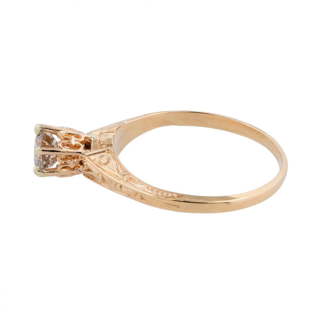 EGL Certified .50 Carat Diamond Yellow Gold Engagement Ring – image 5