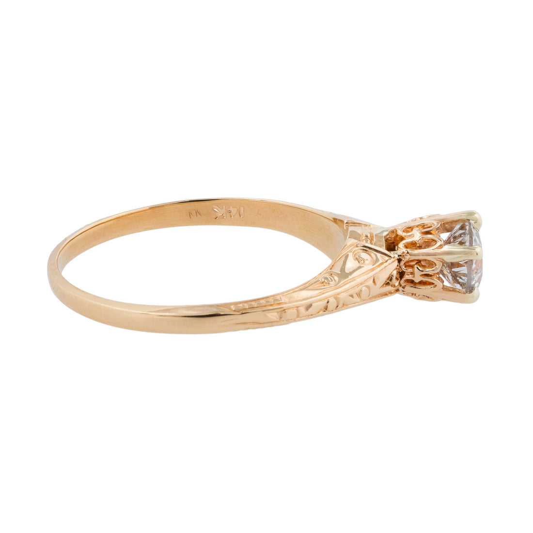 EGL Certified .50 Carat Diamond Yellow Gold Engagement Ring – image 6