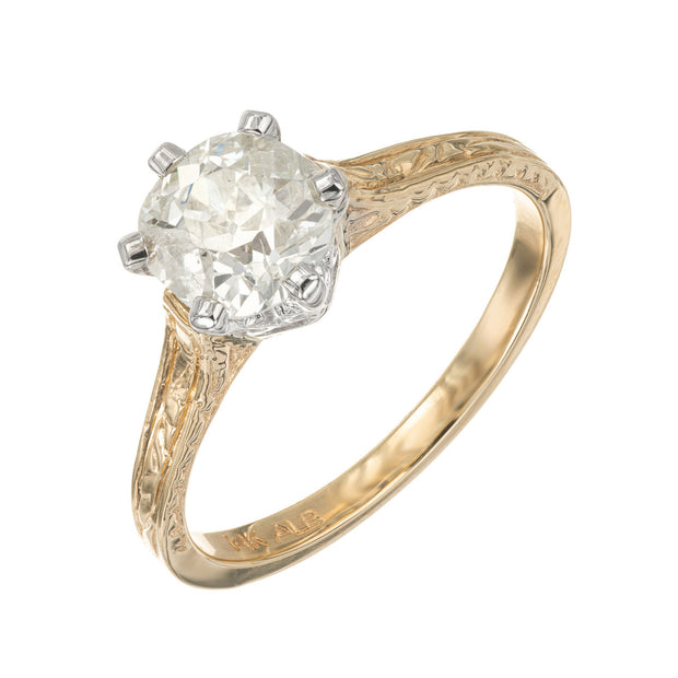 EGL Certified 1.12 Carat Diamond Two Tone Gold Engagement Ring