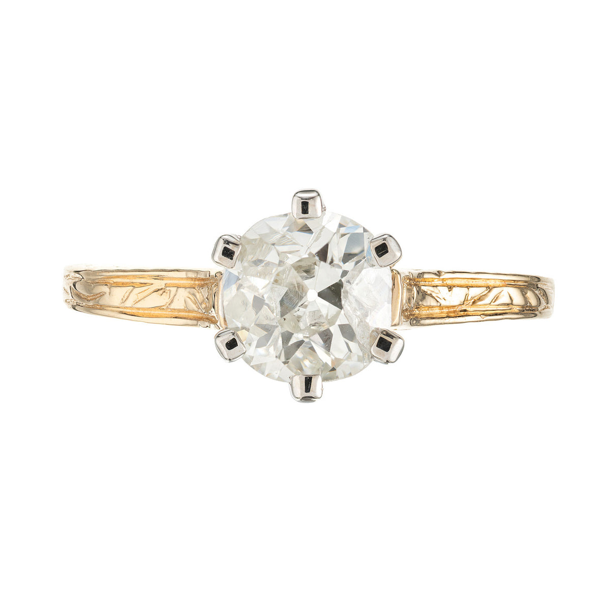 EGL Certified 1.12 Carat Diamond Two Tone Gold Engagement Ring – image 2