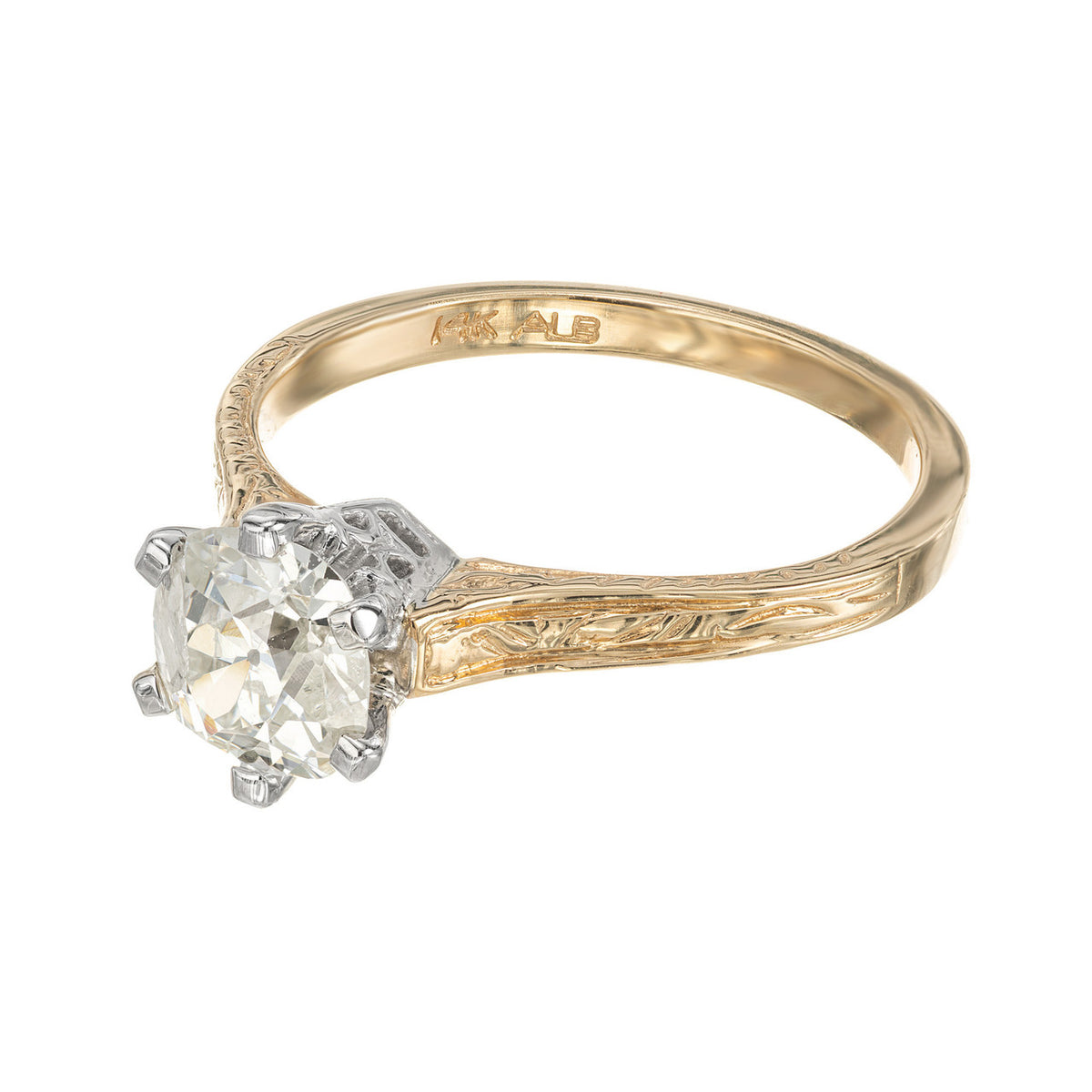 EGL Certified 1.12 Carat Diamond Two Tone Gold Engagement Ring – image 4