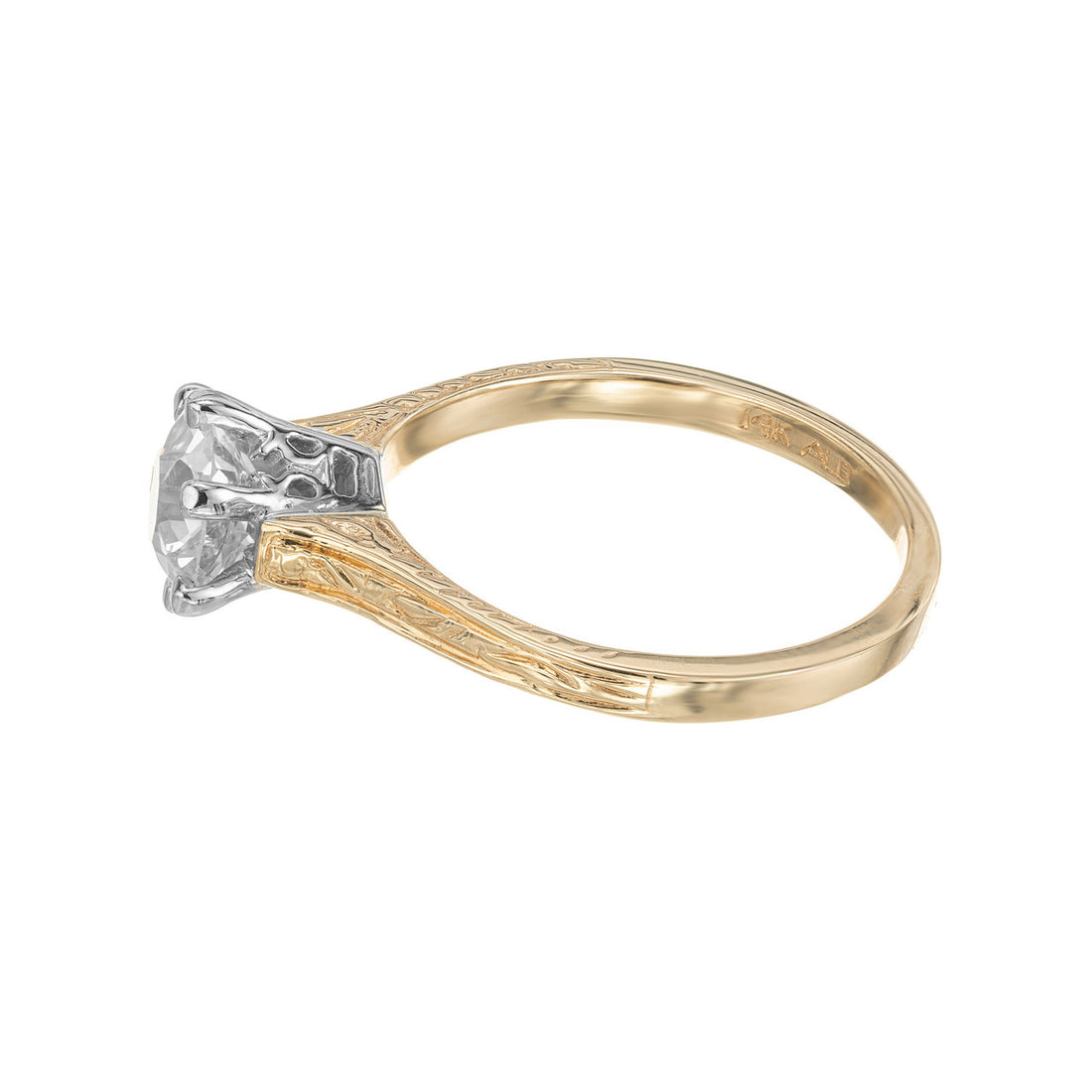 EGL Certified 1.12 Carat Diamond Two Tone Gold Engagement Ring – image 5