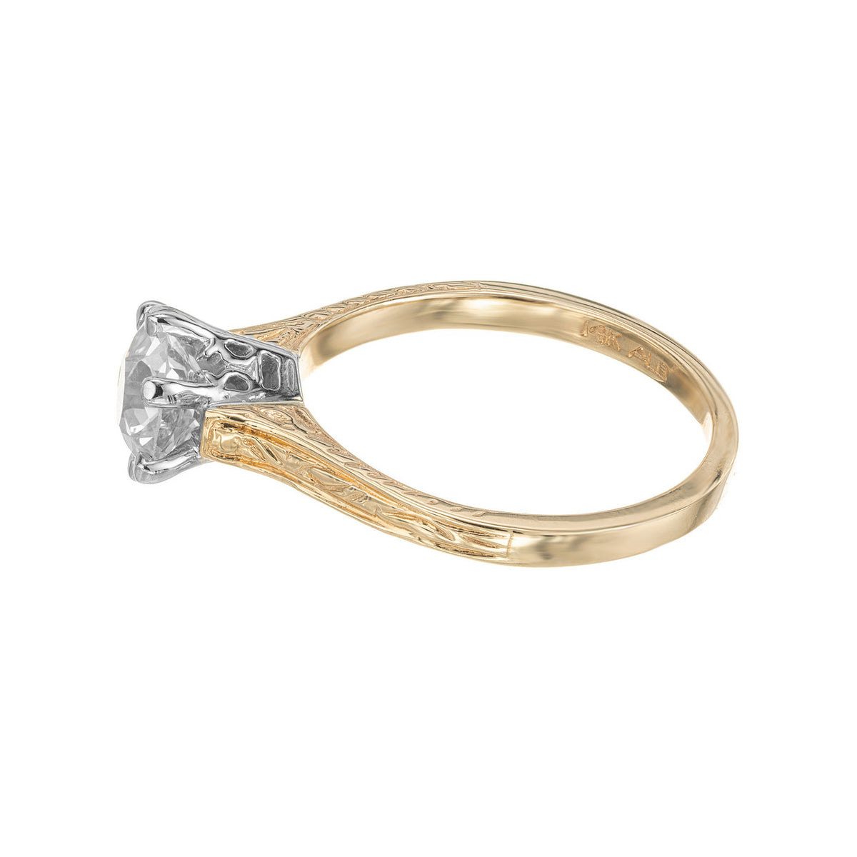 EGL Certified 1.12 Carat Diamond Two Tone Gold Engagement Ring – image 5