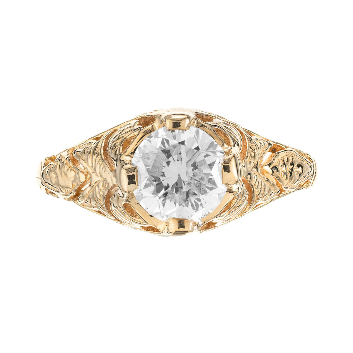 EGL Certified 1.10 Carat Diamond Yellow Gold Engagement Ring – image 2