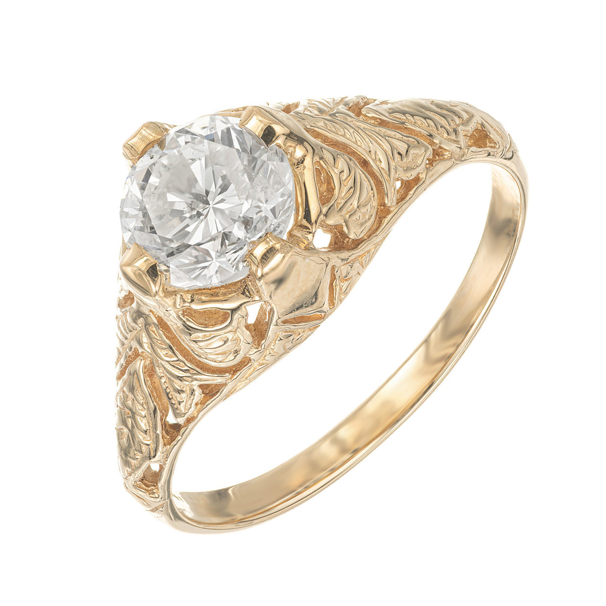 EGL Certified 1.10 Carat Diamond Yellow Gold Engagement Ring