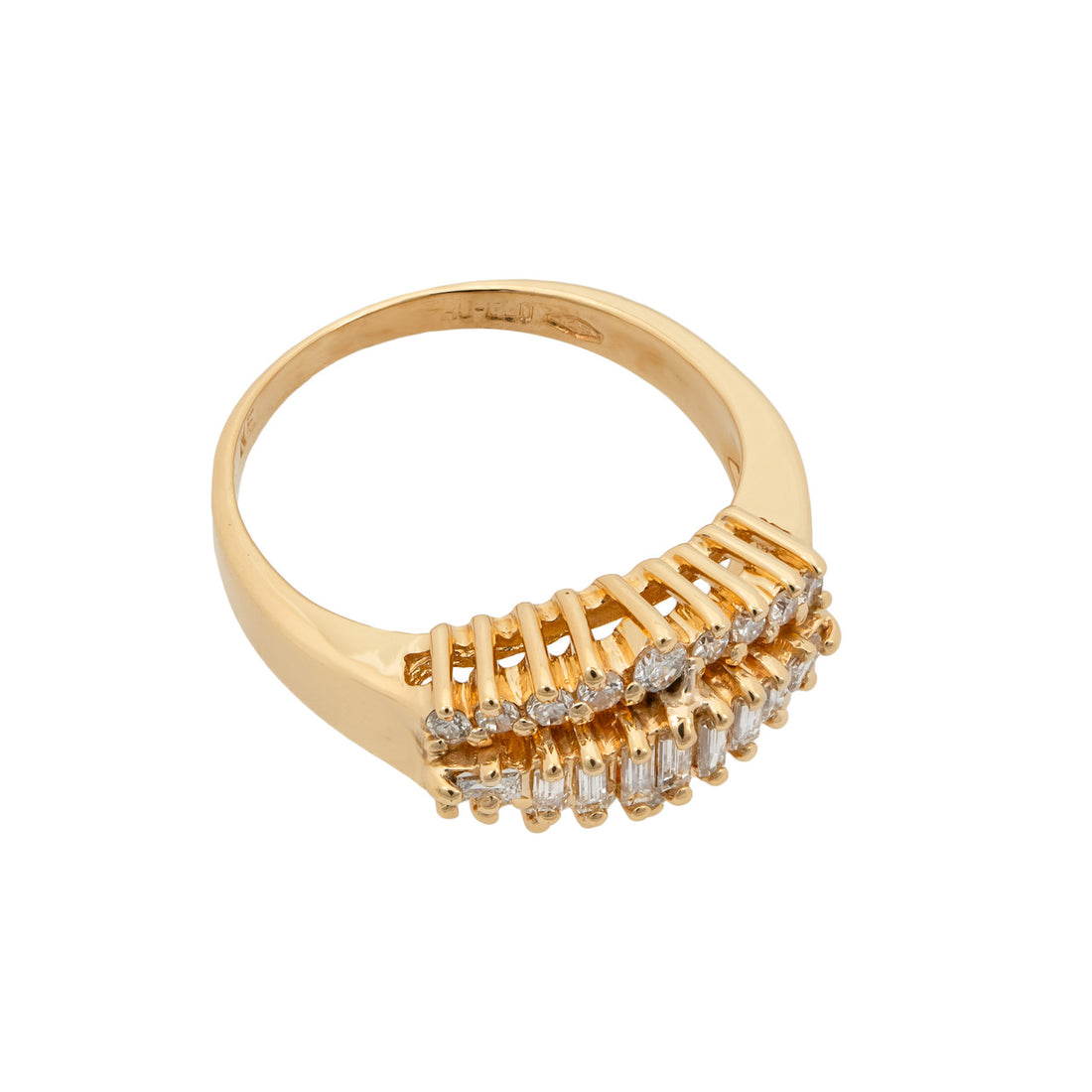 .31 Carat Diamond Yellow Gold Three Row Diamond Ring – image 2
