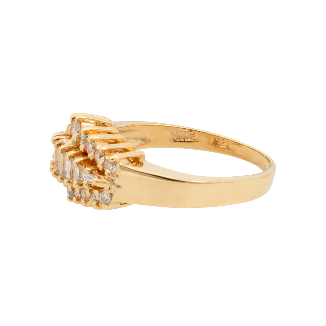 .31 Carat Diamond Yellow Gold Three Row Diamond Ring – image 3