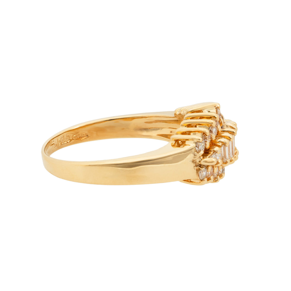 .31 Carat Diamond Yellow Gold Three Row Diamond Ring – image 4