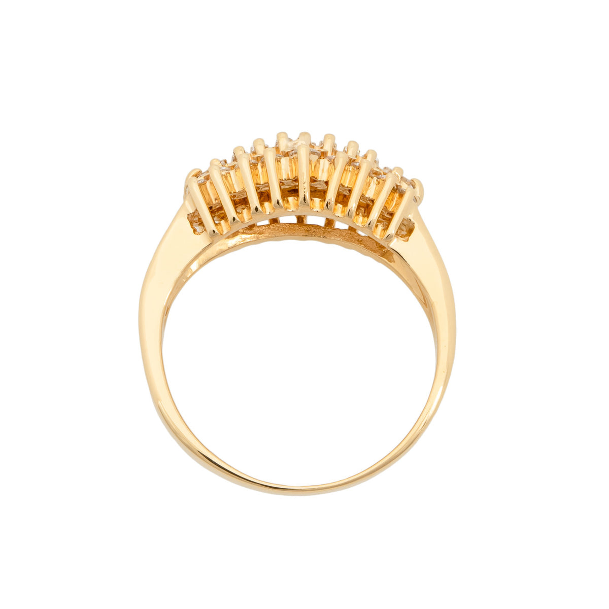 .31 Carat Diamond Yellow Gold Three Row Diamond Ring – image 5