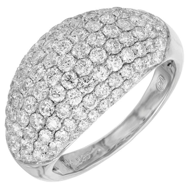 2.00 Carat Round Diamond White Gold Dome Cluster Ring