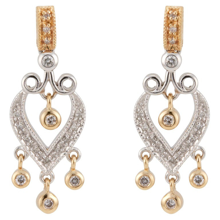 Diamond Dangle Two-Tone Gold Dangle Earrings