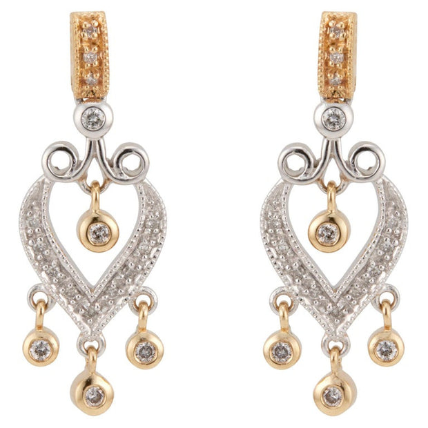 Diamond Dangle Two-Tone Gold Dangle Earrings