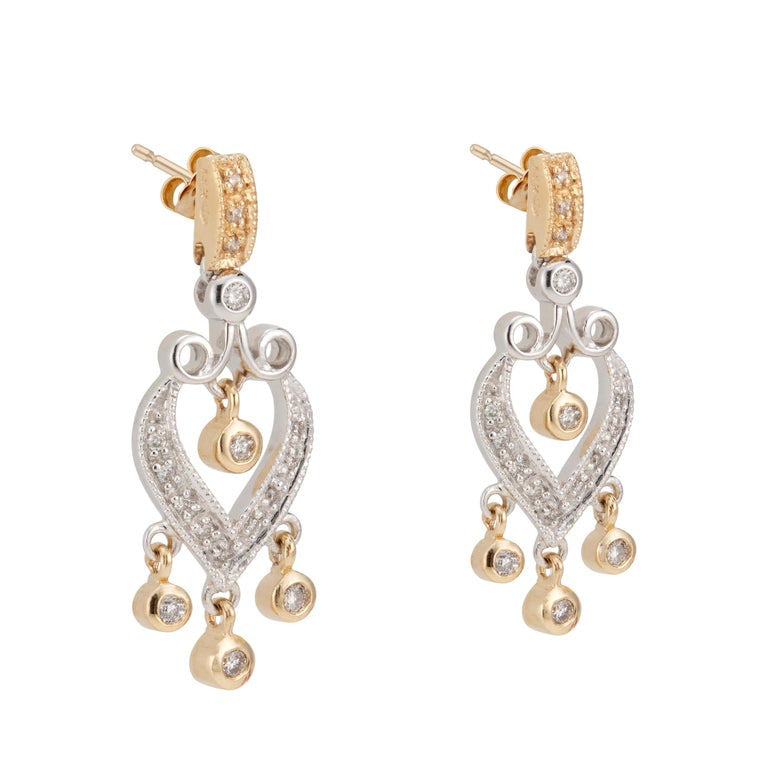 Diamond Dangle Two-Tone Gold Dangle Earrings – image 2