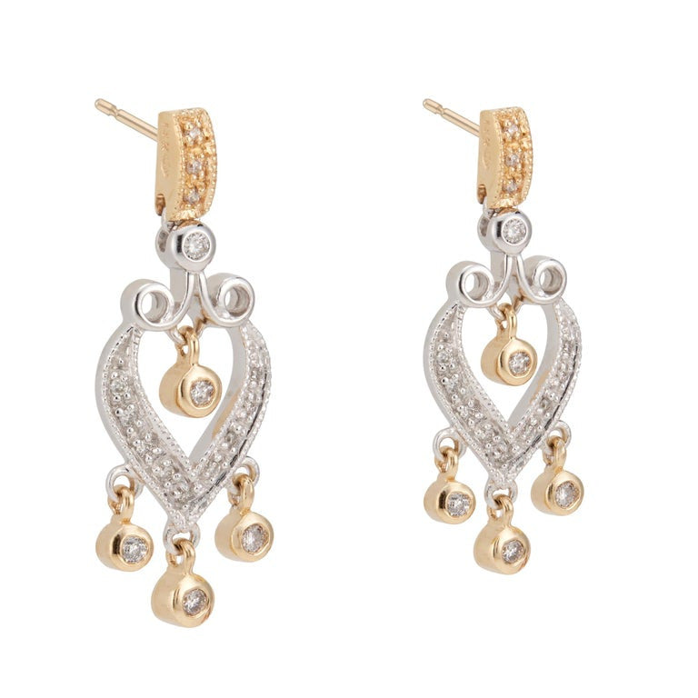 Diamond Dangle Two-Tone Gold Dangle Earrings – image 3