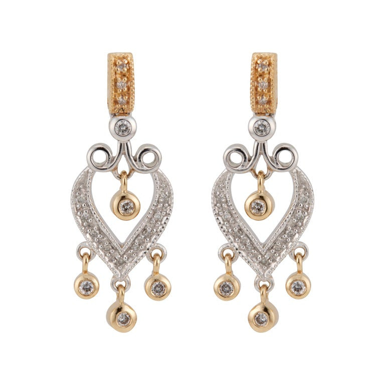 Diamond Dangle Two-Tone Gold Dangle Earrings – image 4
