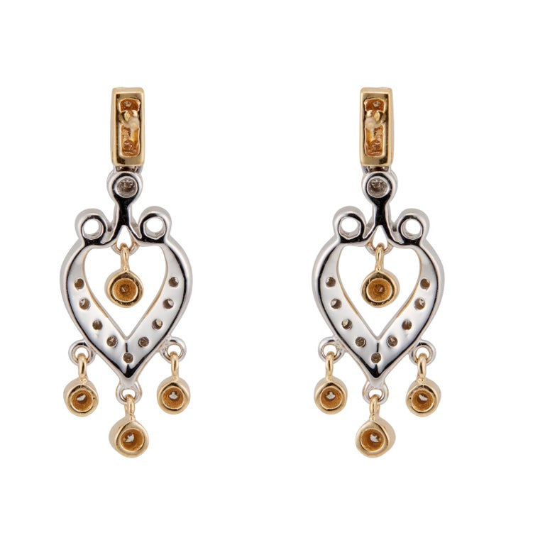 Diamond Dangle Two-Tone Gold Dangle Earrings – image 5