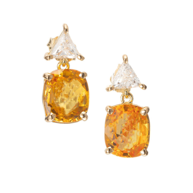 Peter Suchy 6.42 Carat Sapphire Diamond Yellow Gold Dangle Earrings