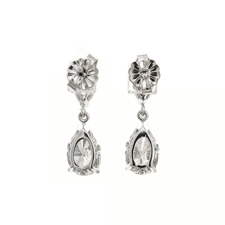 Peter Suchy GIA Certified 2.11 Carat Diamond Platinum Dangle Earrings – image 3
