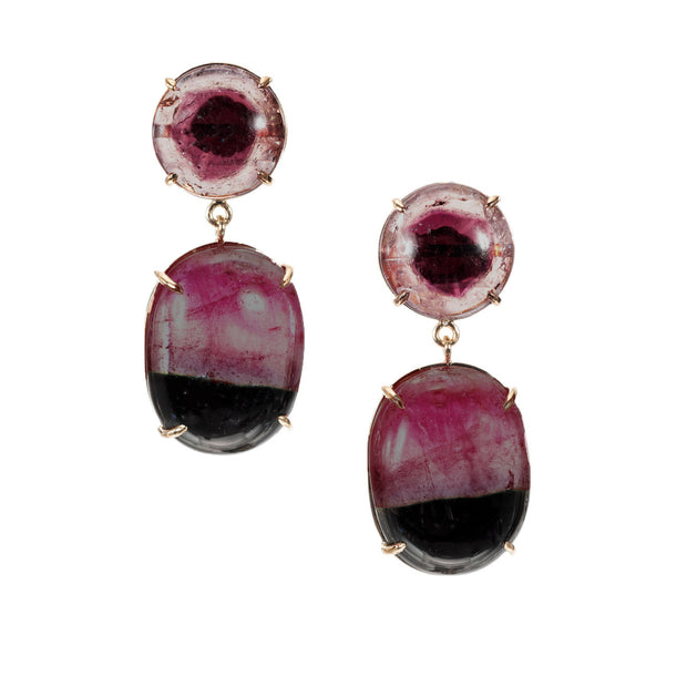 Peter Suchy 55.47 Cabochon Tourmaline Yellow Gold Dangle Earrings
