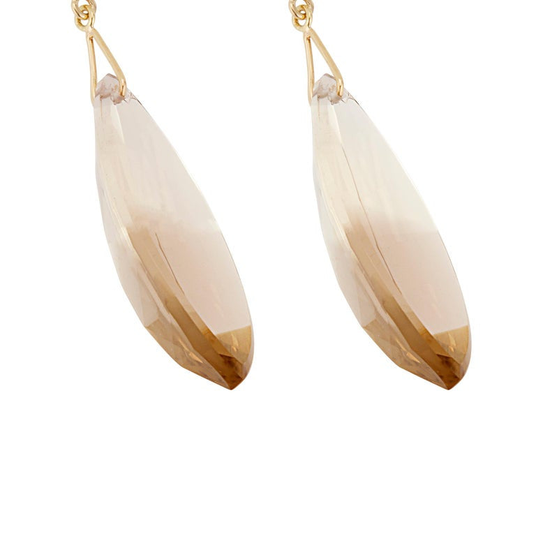 Peter Suchy Cyanite Smoky Quartz Yellow Gold Dangle Earrings – image 5