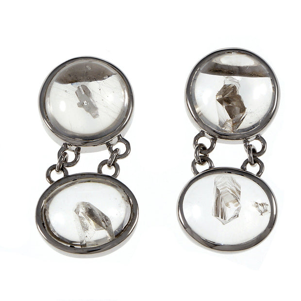 Peter Suchy Rare Quartz Manifestor Crystal Dangle Earrings 18k White Gold