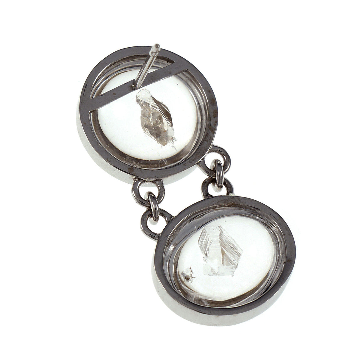 Peter Suchy Rare Quartz Manifestor Crystal Dangle Earrings 18k White Gold – image 2