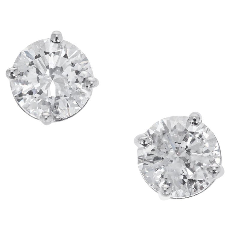 Peter Suchy GIA Certified 1.43 Carat Diamond Platinum Stud Earrings