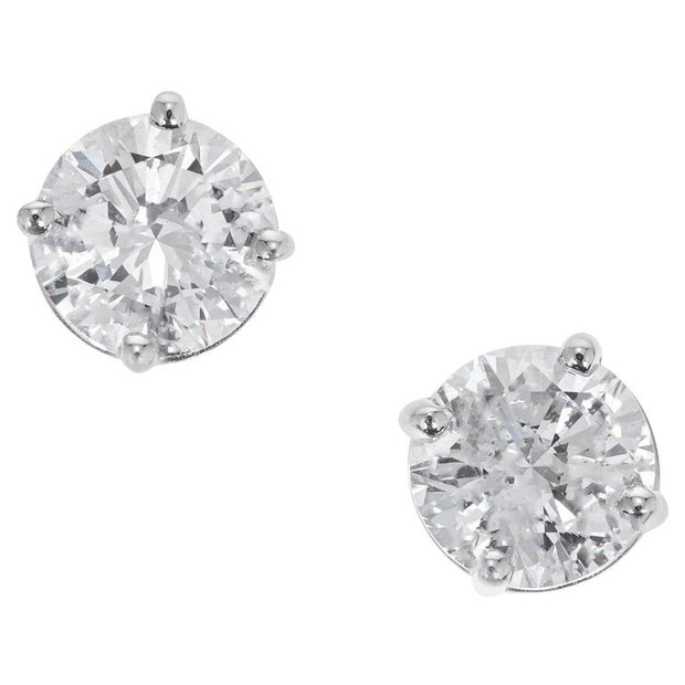 Peter Suchy GIA Certified 1.43 Carat Diamond Platinum Stud Earrings