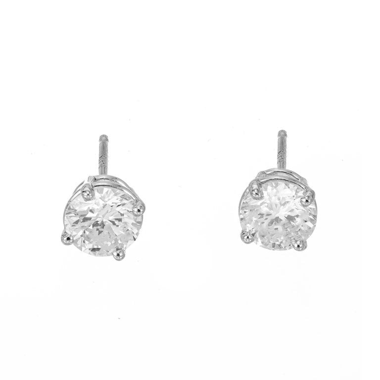 Peter Suchy GIA Certified 1.43 Carat Diamond Platinum Stud Earrings – image 2
