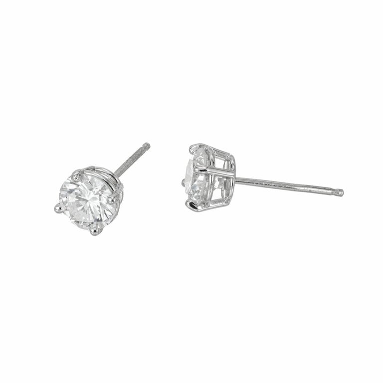 Peter Suchy GIA Certified 1.43 Carat Diamond Platinum Stud Earrings – image 6