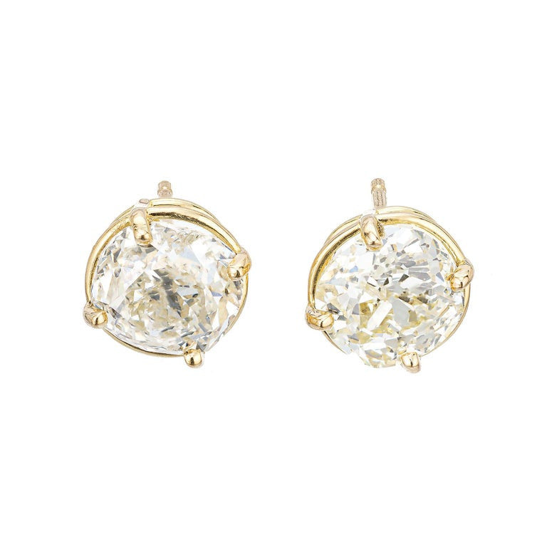 Peter Suchy GIA Certified 3.25 Carat Diamond Yellow Gold Stud Earrings – image 2