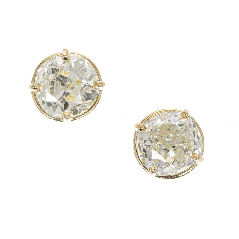 Peter Suchy GIA Certified 3.25 Carat Diamond Yellow Gold Stud Earrings – image 5