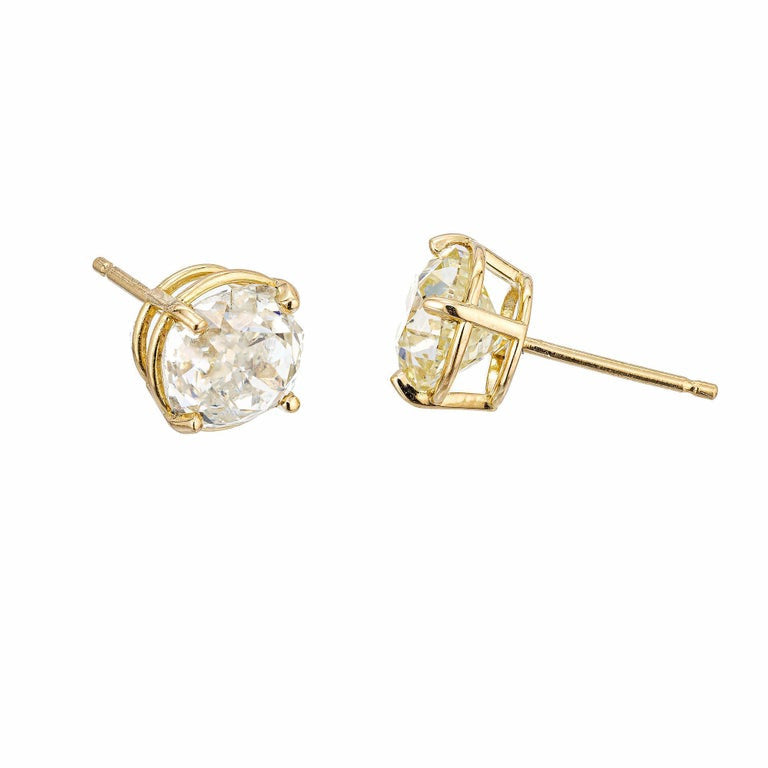 Peter Suchy GIA Certified 3.25 Carat Diamond Yellow Gold Stud Earrings – image 6