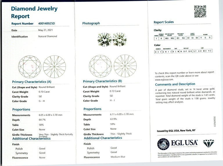 Peter Suchy 1.42 Carat Diamond Platinum Stud Earrings – image 3