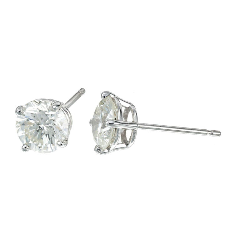 Peter Suchy EGL Certified 1.81 Carat Diamond Platinum Stud Earrings – image 3