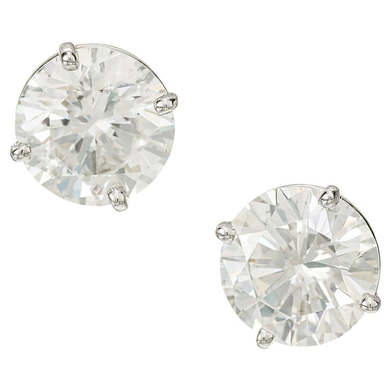 Peter Suchy GIA Certified 5.03 Carat Diamond Platinum Stud Earrings