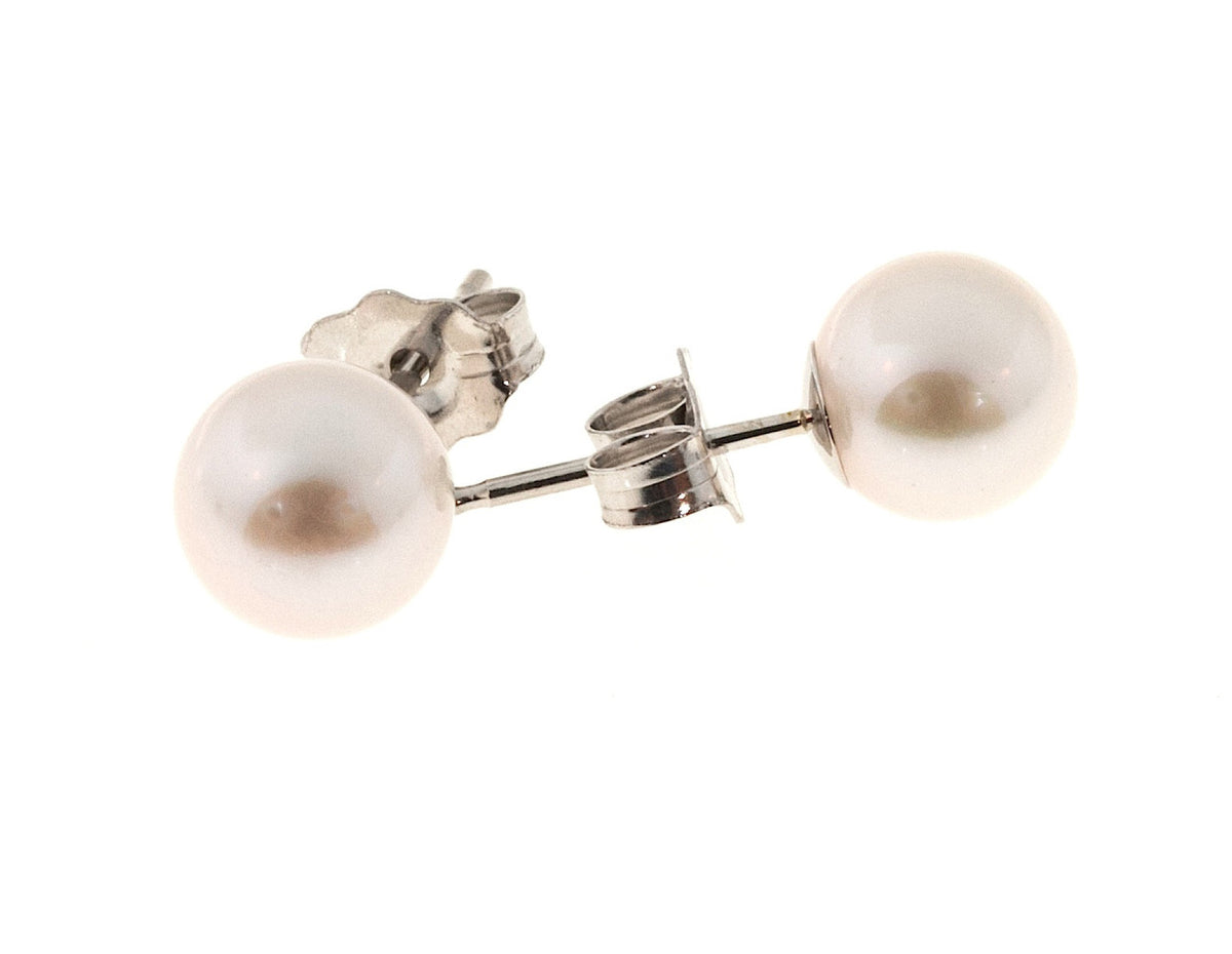 6mm Akoya Cultured Pearl 14k White Gold Earrings – image 2