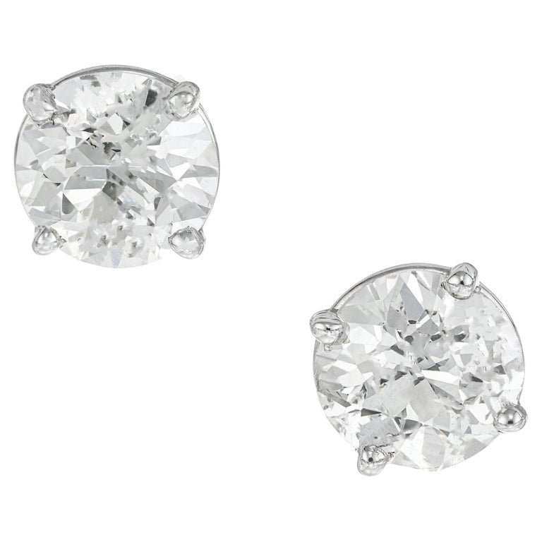 Peter Suchy EGL Certified 1.87 Carat Diamond Platinum Stud Earrings
