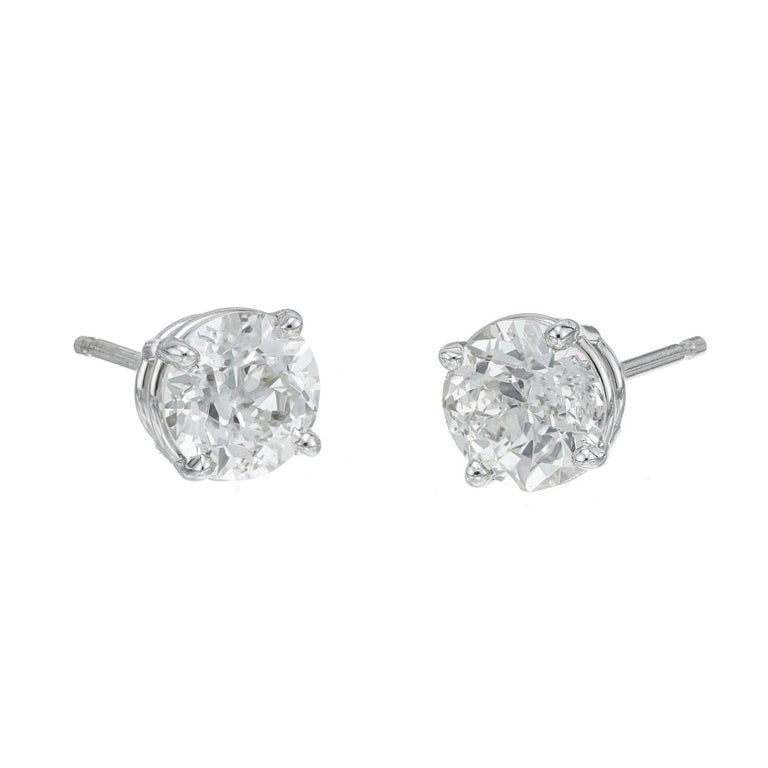 Peter Suchy EGL Certified 1.87 Carat Diamond Platinum Stud Earrings – image 2